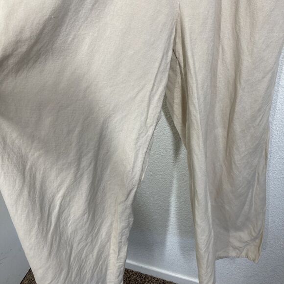 ASTR The Label Marise Jumpsuit Womens XS Beige Linen Blend Wide Leg Cut Out - Picture 6 of 16